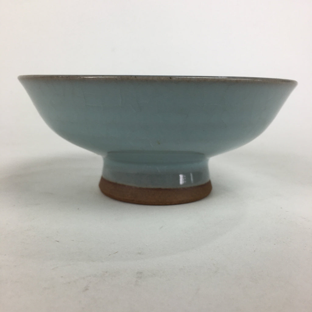 Japanese Mino Ware Ceramic Bowl Vtg Pottery Yakimono Whitish Blue Glaze PP684
