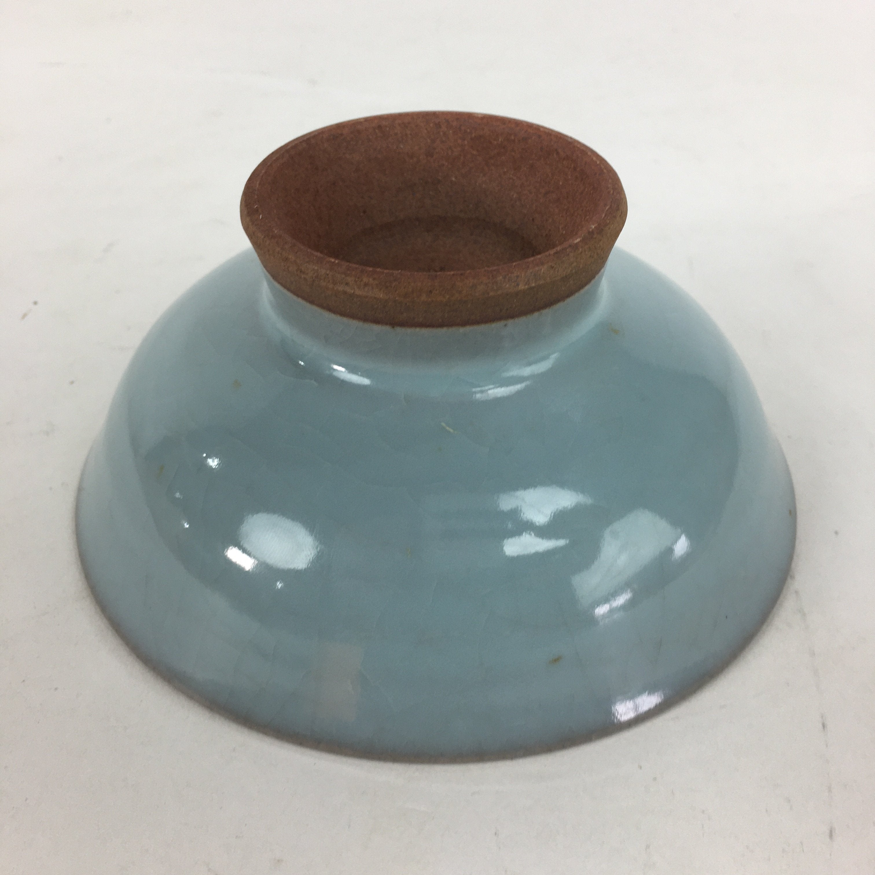 Japanese Mino Ware Ceramic Bowl Vtg Pottery Yakimono Whitish Blue Glaze PP684