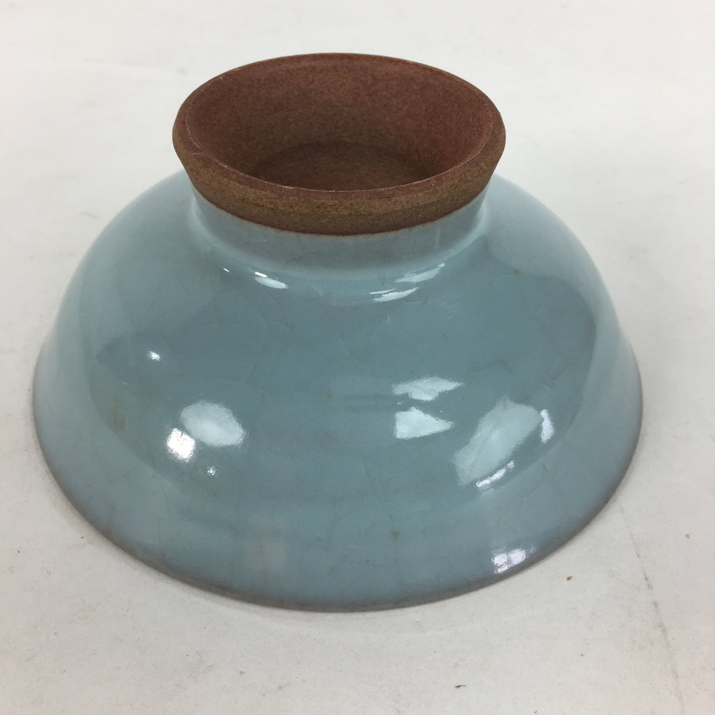 Japanese Mino Ware Ceramic Bowl Vtg Pottery Yakimono Whitish Blue Glaze PP684