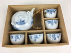 Japanese Mino Ware Cups Teapot Vtg Boxed Porcelain Yunomi Kyusu Sencha PX587