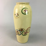 Japanese Mino Ware Flower Vase Kabin Ikebana Vtg Pottery Yellow Crackle FV606