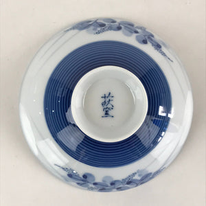 Japanese Mino Ware Hagi kiln Porcelain Rice Bowl Vtg Sometsuke Blue Flower QT154