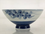 Japanese Mino Ware Hagi kiln Porcelain Rice Bowl Vtg Sometsuke Blue Flower QT154