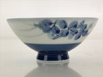 Japanese Mino Ware Hagi kiln Porcelain Rice Bowl Vtg Sometsuke Blue Flower QT154