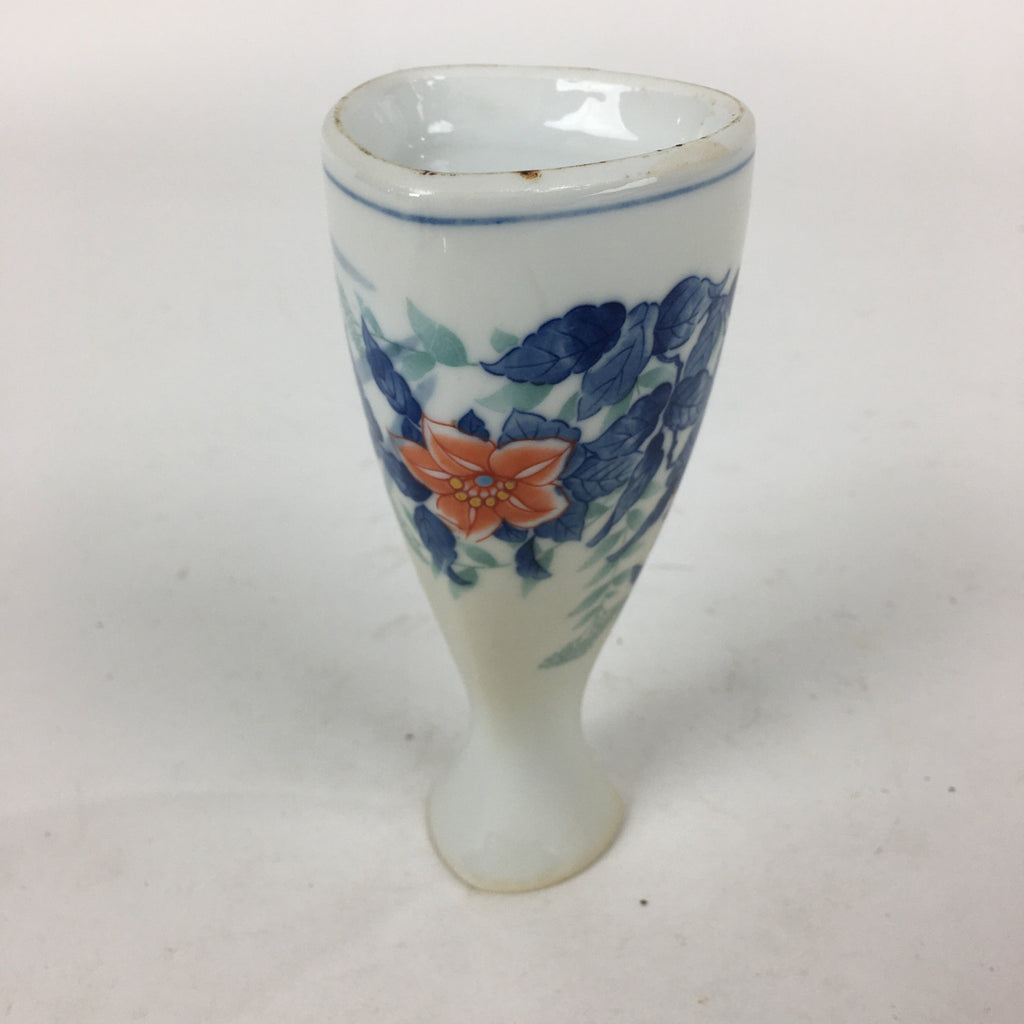 Japanese Mino Ware Porcelain Sake Bottle Vtg Flower Design White Tokkuri TS344