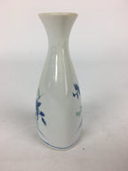 Japanese Mino Ware Porcelain Sake Bottle Vtg Flower Design White Tokkuri TS344