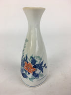 Japanese Mino Ware Porcelain Sake Bottle Vtg Flower Design White Tokkuri TS344
