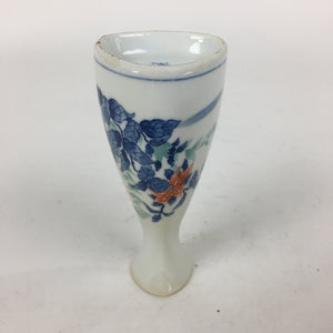 Japanese Mino Ware Porcelain Sake Bottle Vtg Flower Design White Tokkuri TS344