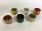 Japanese Mino ware Sake cup Set 6pc Vtg Box Guinomi Yunomi PX540