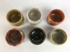 Japanese Mino ware Sake cup Set 6pc Vtg Box Guinomi Yunomi PX540