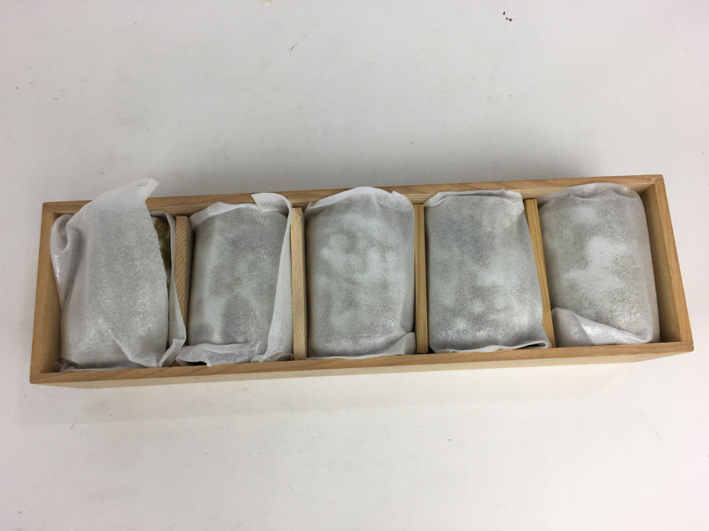 Japanese Mino ware Shozan Kiln Teacup Set 5pc Vtg Box Yunomi Sencha Bancha PX553