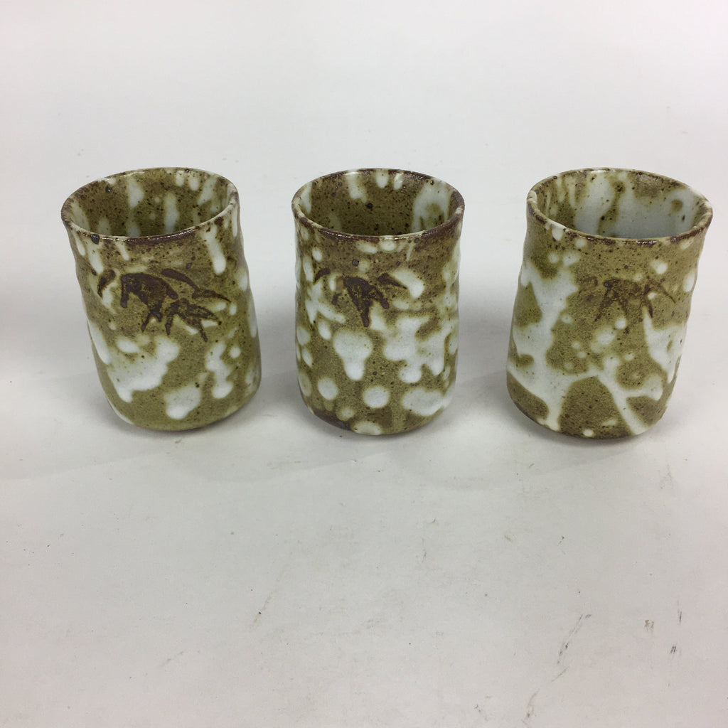 Japanese Mino ware Shozan Kiln Teacup Set 5pc Vtg Box Yunomi Sencha Bancha PX553