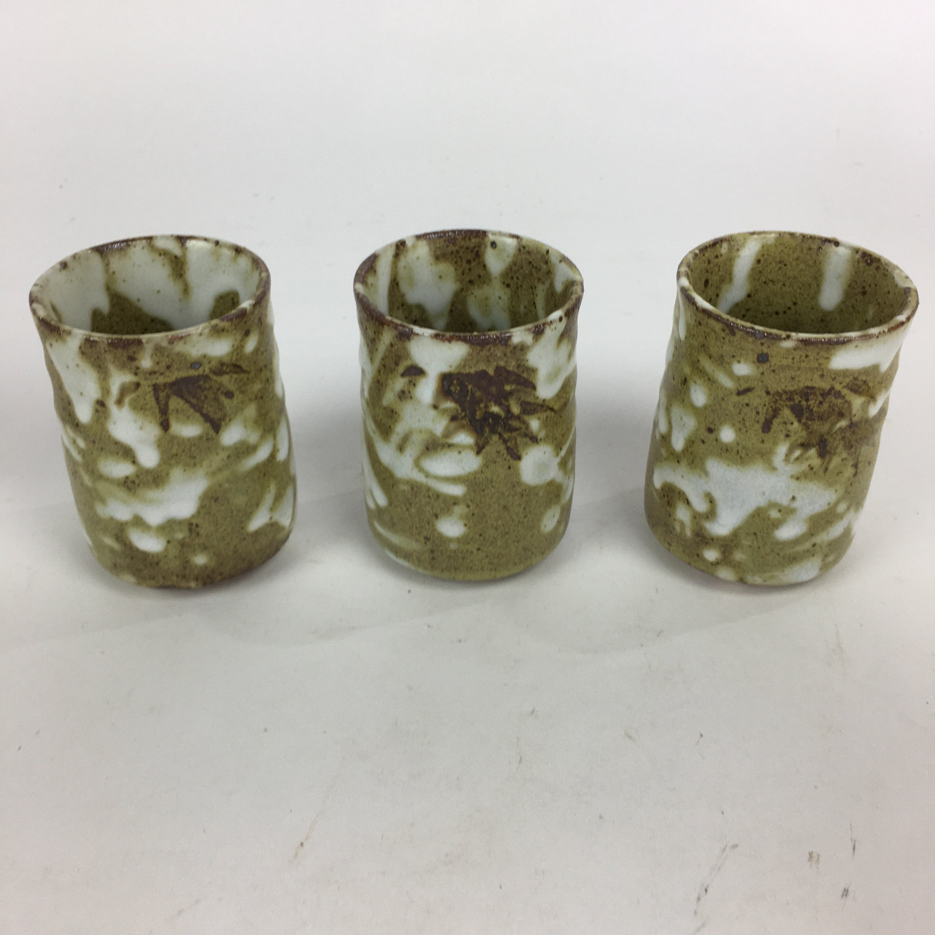 Japanese Mino ware Shozan Kiln Teacup Set 5pc Vtg Box Yunomi Sencha Bancha PX553