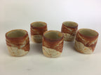 Japanese Mino ware Teacup Set 5pc Vtg Box Yunomi Sencha Bancha PX541