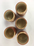 Japanese Mino ware Teacup Set 5pc Vtg Box Yunomi Sencha Bancha PX541
