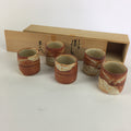 Japanese Mino ware Teacup Set 5pc Vtg Box Yunomi Sencha Bancha PX541