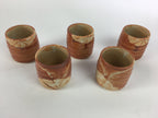 Japanese Mino ware Teacup Set 5pc Vtg Box Yunomi Sencha Bancha PX542