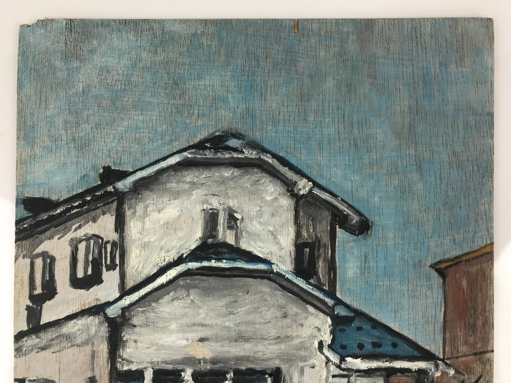 Japanese Modern Family Home Acrylic Painting Original Signed Yasui Tazuru FL184