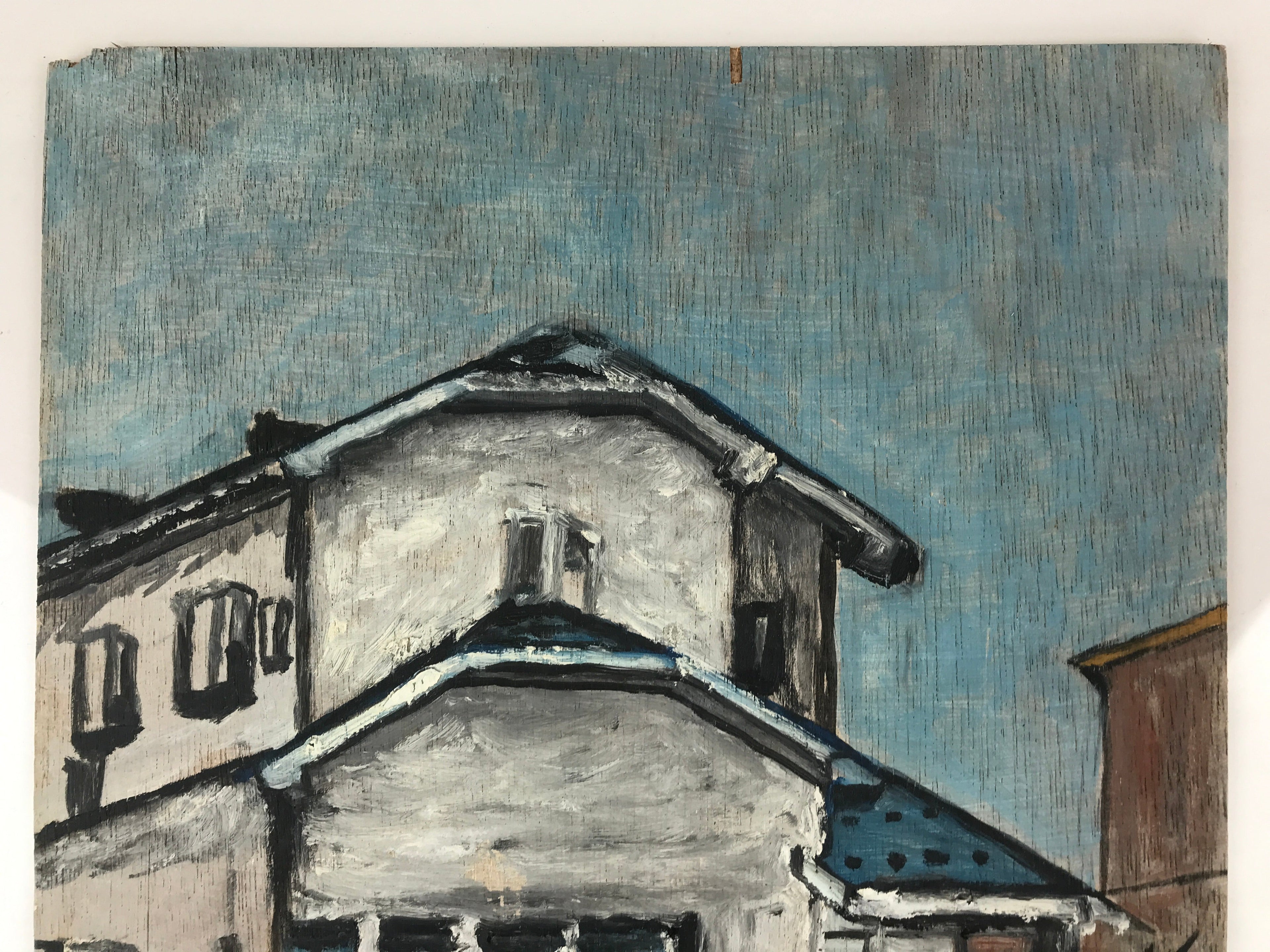 Japanese Modern Family Home Acrylic Painting Original Signed Yasui Tazuru FL184