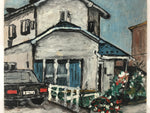 Japanese Modern Family Home Acrylic Painting Original Signed Yasui Tazuru FL184
