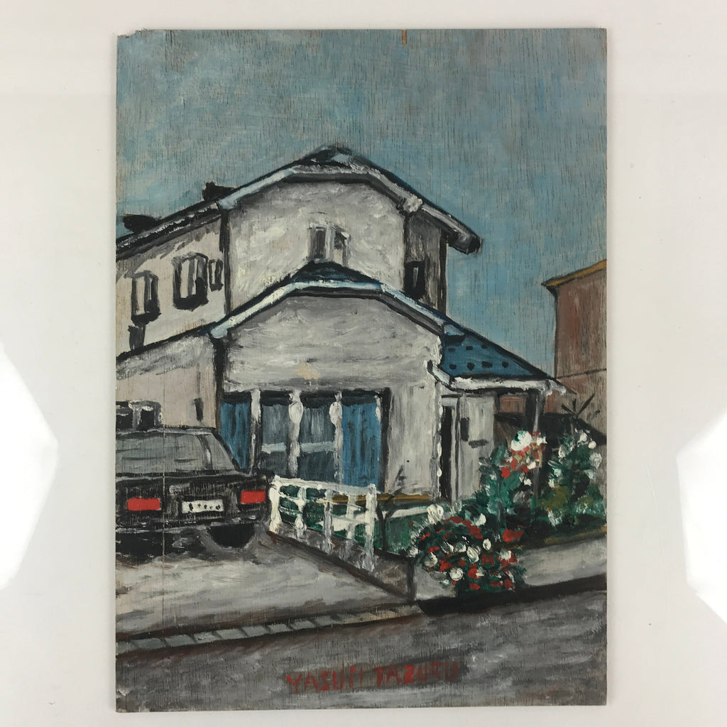 Japanese Modern Family Home Acrylic Painting Original Signed Yasui Tazuru FL184