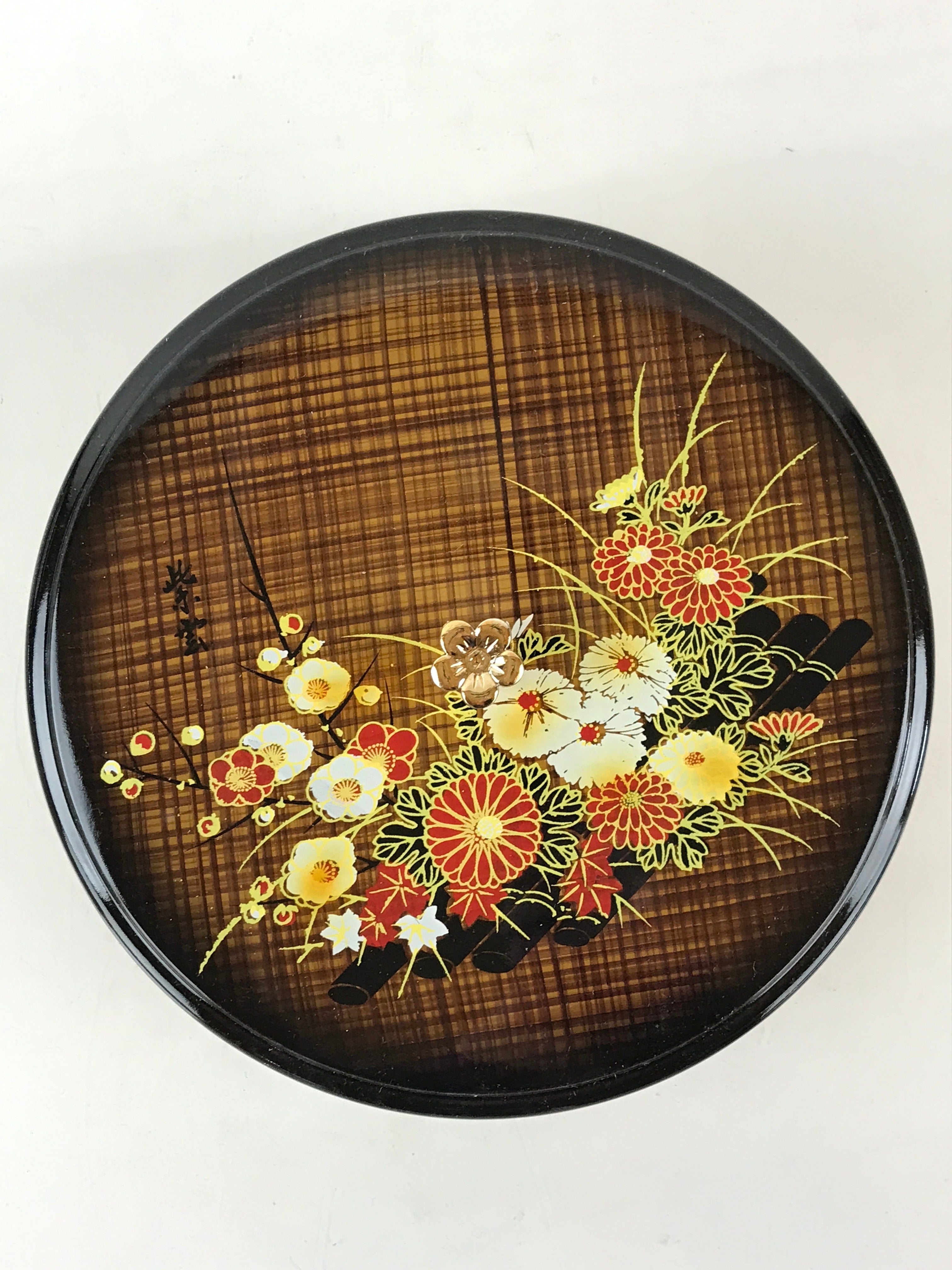 Japanese Modern Lacquerware Lidded Snack Bowl Kashiki Vtg Tea Ceremony PX669