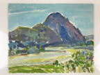 Japanese Mountain River Valley Oil Painting Landscape Original Unsigned FL176