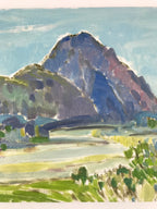 Japanese Mountain River Valley Oil Painting Landscape Original Unsigned FL176