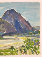 Japanese Mountain River Valley Oil Painting Landscape Original Unsigned FL176