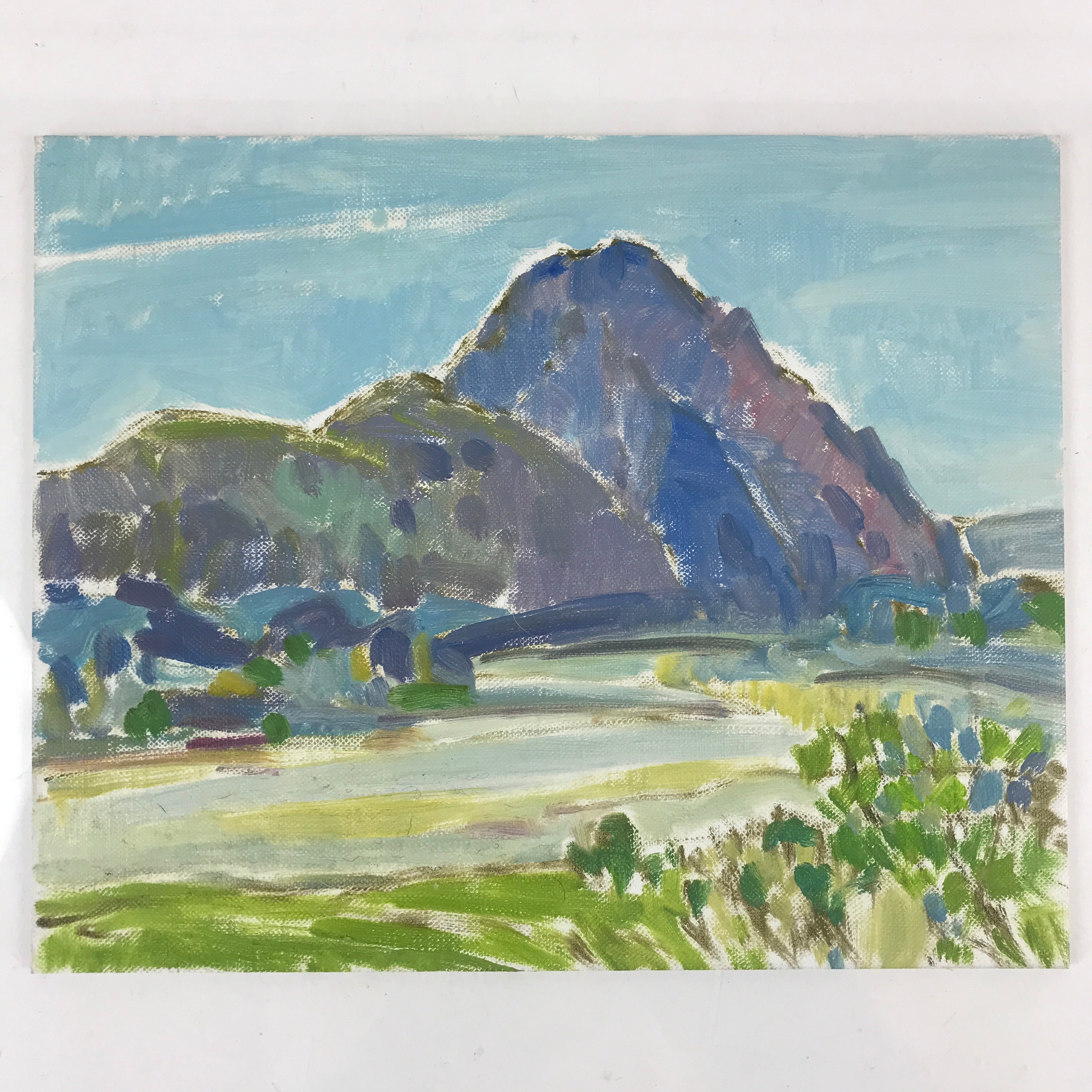 Japanese Mountain River Valley Oil Painting Landscape Original Unsigned FL176