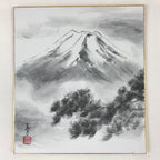 Japanese Mt Fuji Art Board Painting Shikishi Paper Winter Mountain Scene A496
