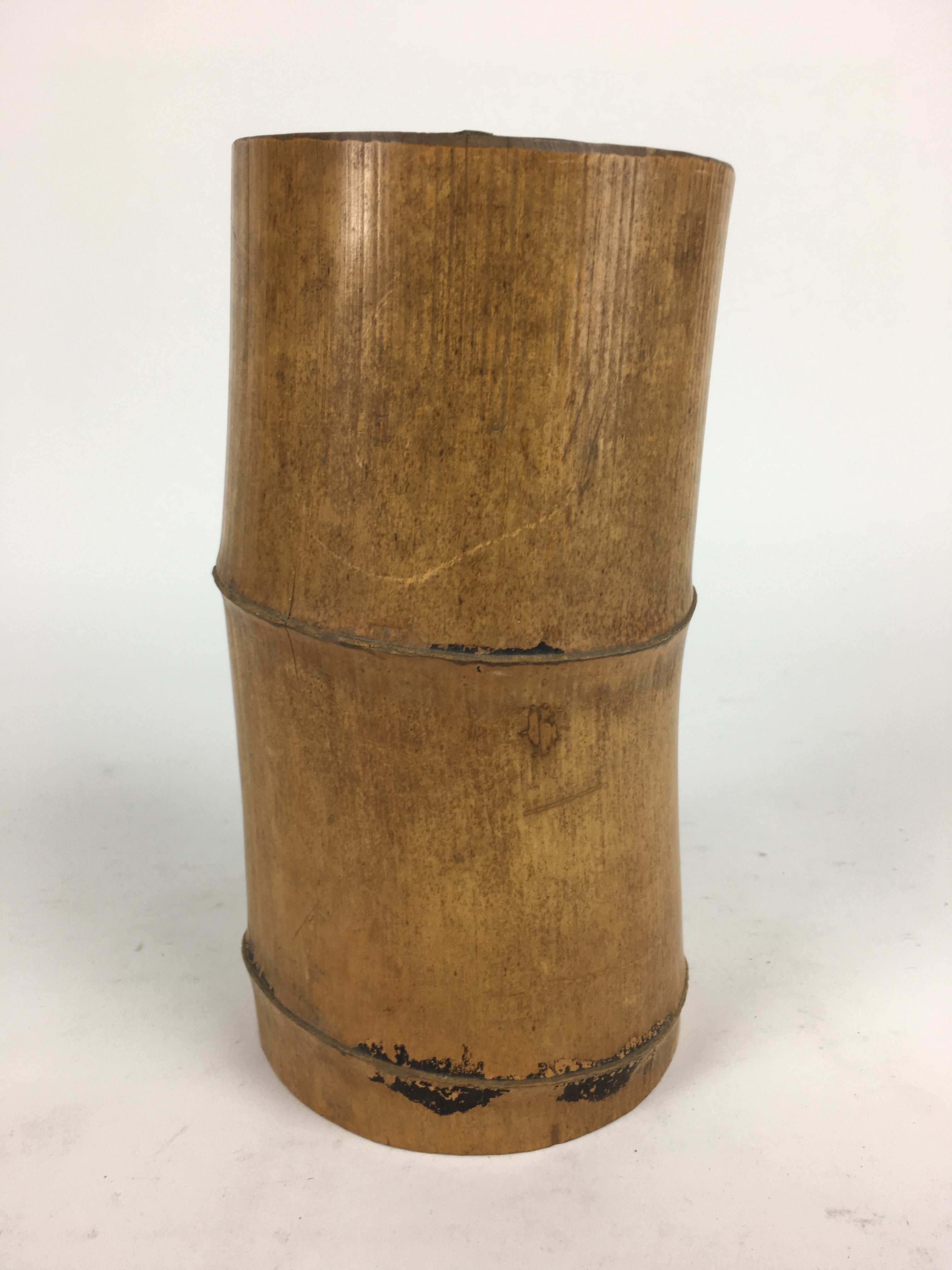 Japanese Natural Bamboo Flower Vase Vtg Ikebana Arrangement Kabin FV953