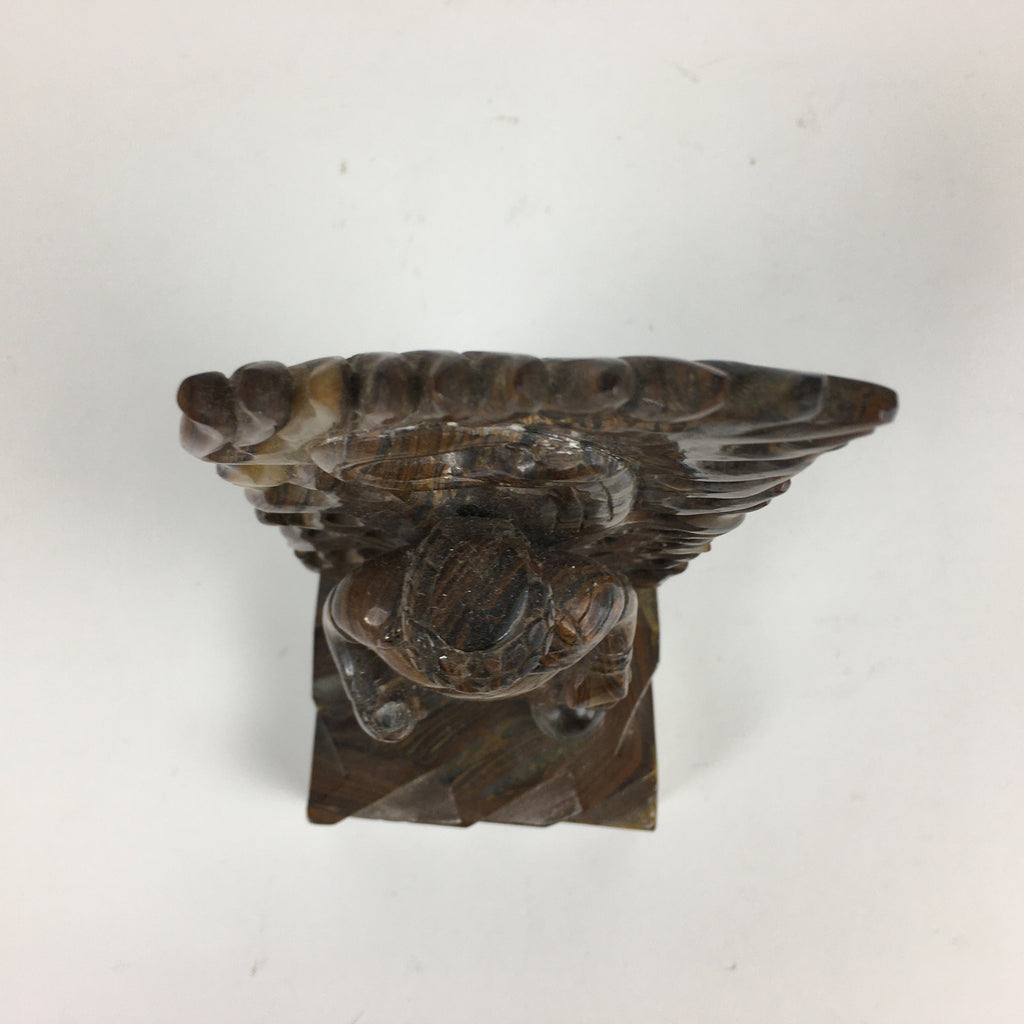 Japanese Natural Stone Buddhist Statue Vtg Tiger Eye Power Stone Crystal BD758