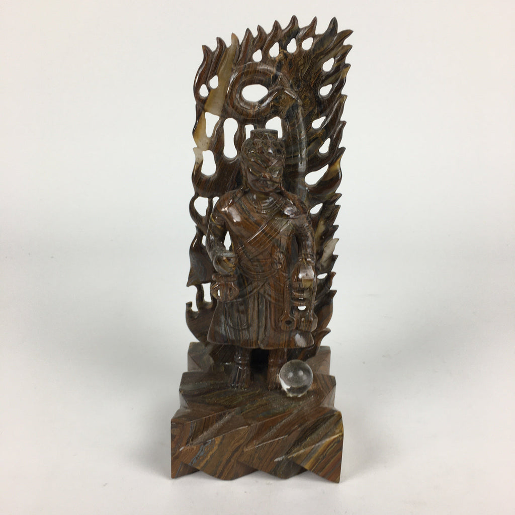 Japanese Natural Stone Buddhist Statue Vtg Tiger Eye Power Stone Crystal BD758