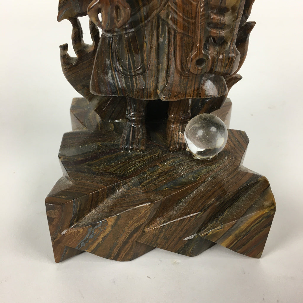 Japanese Natural Stone Buddhist Statue Vtg Tiger Eye Power Stone Crystal BD758