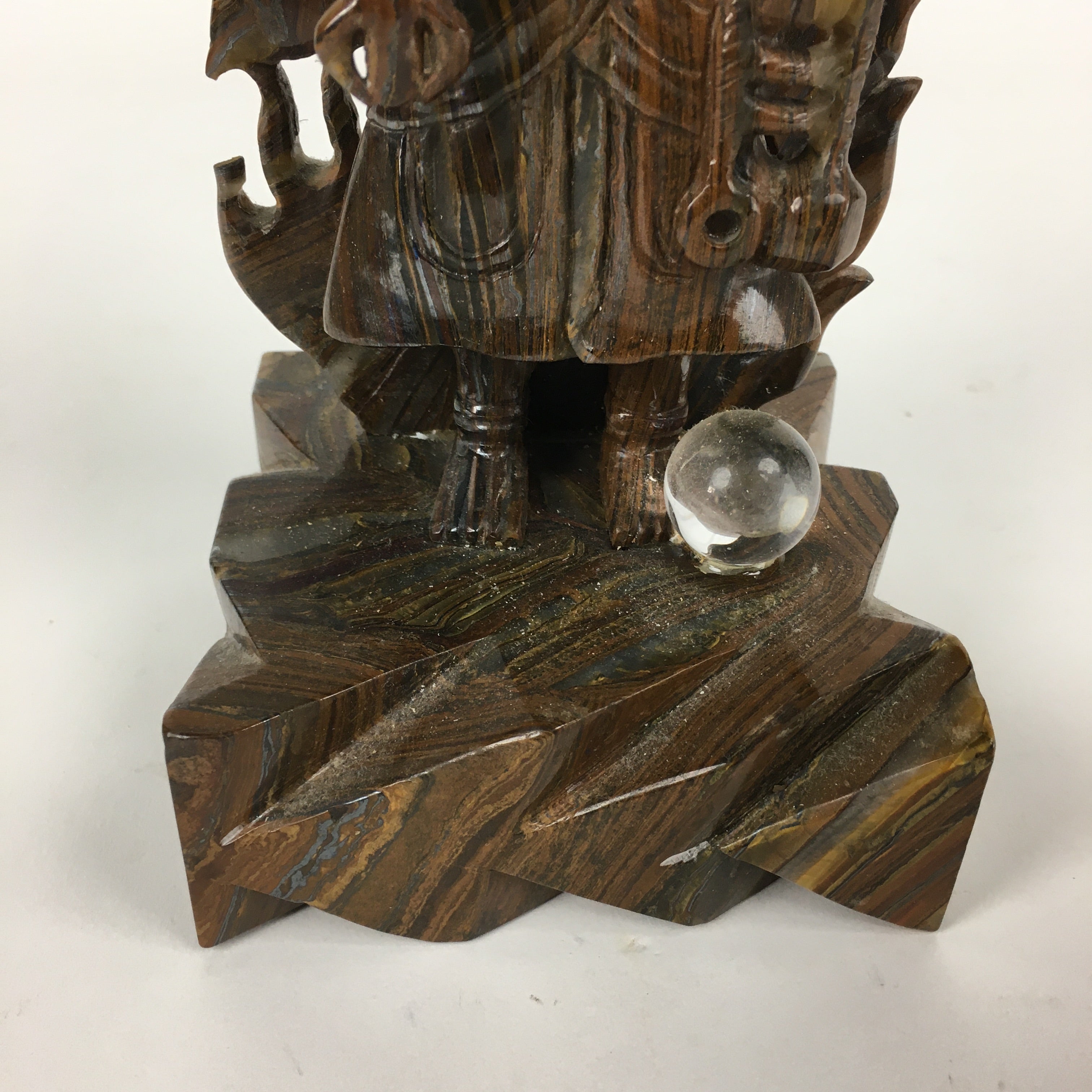 Japanese Natural Stone Buddhist Statue Vtg Tiger Eye Power Stone Crystal BD758