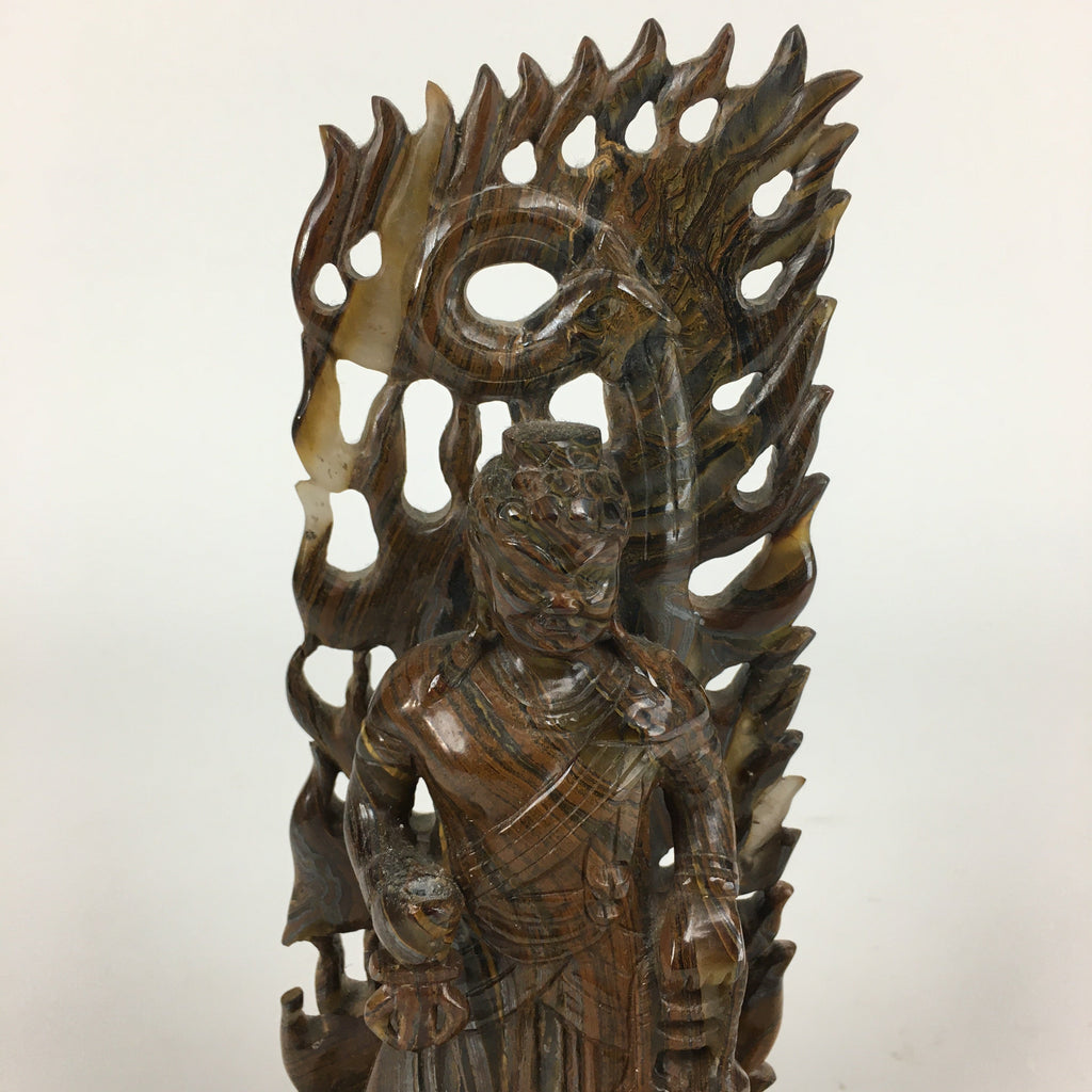 Japanese Natural Stone Buddhist Statue Vtg Tiger Eye Power Stone Crystal BD758