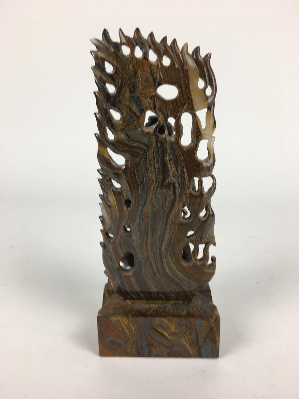 Japanese Natural Stone Buddhist Statue Vtg Tiger Eye Power Stone Crystal BD758