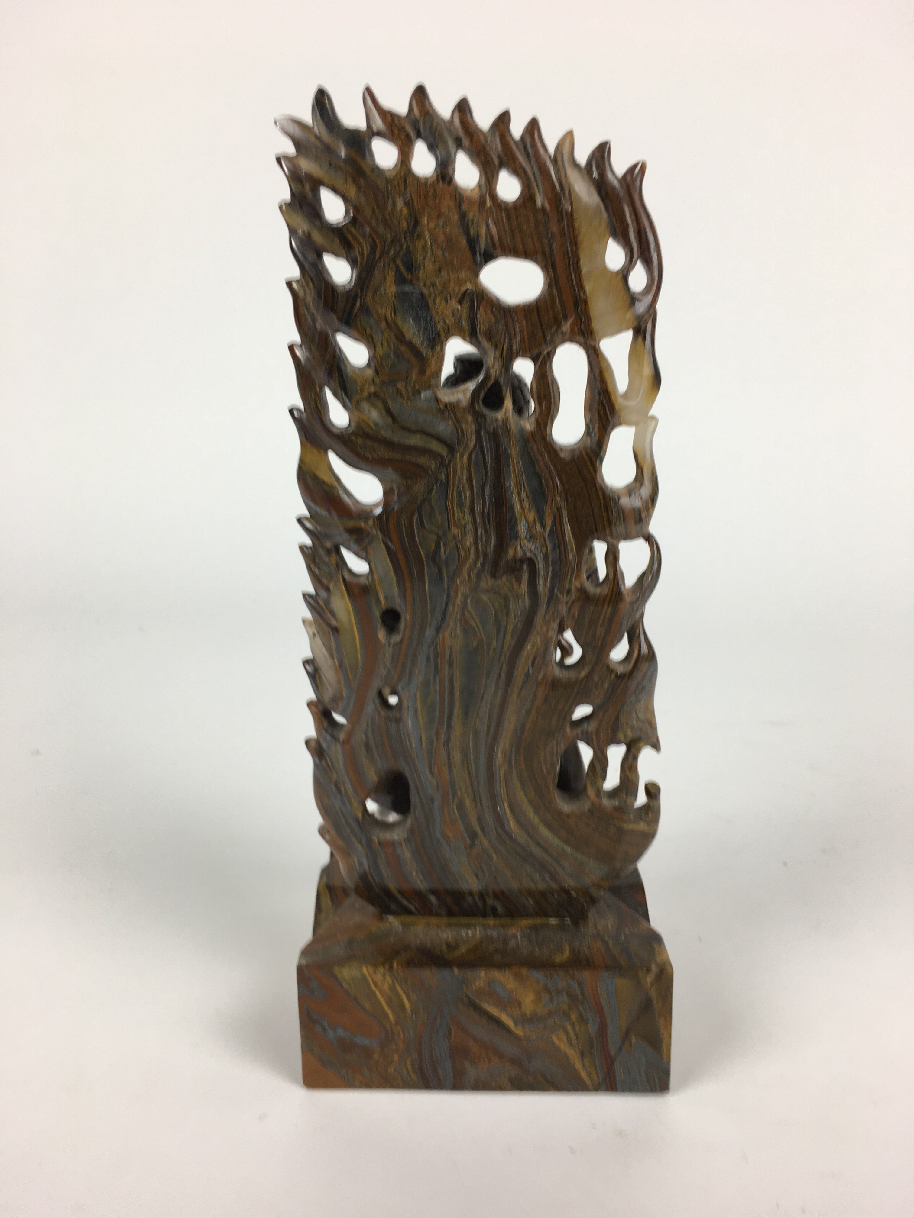 Japanese Natural Stone Buddhist Statue Vtg Tiger Eye Power Stone Crystal BD758