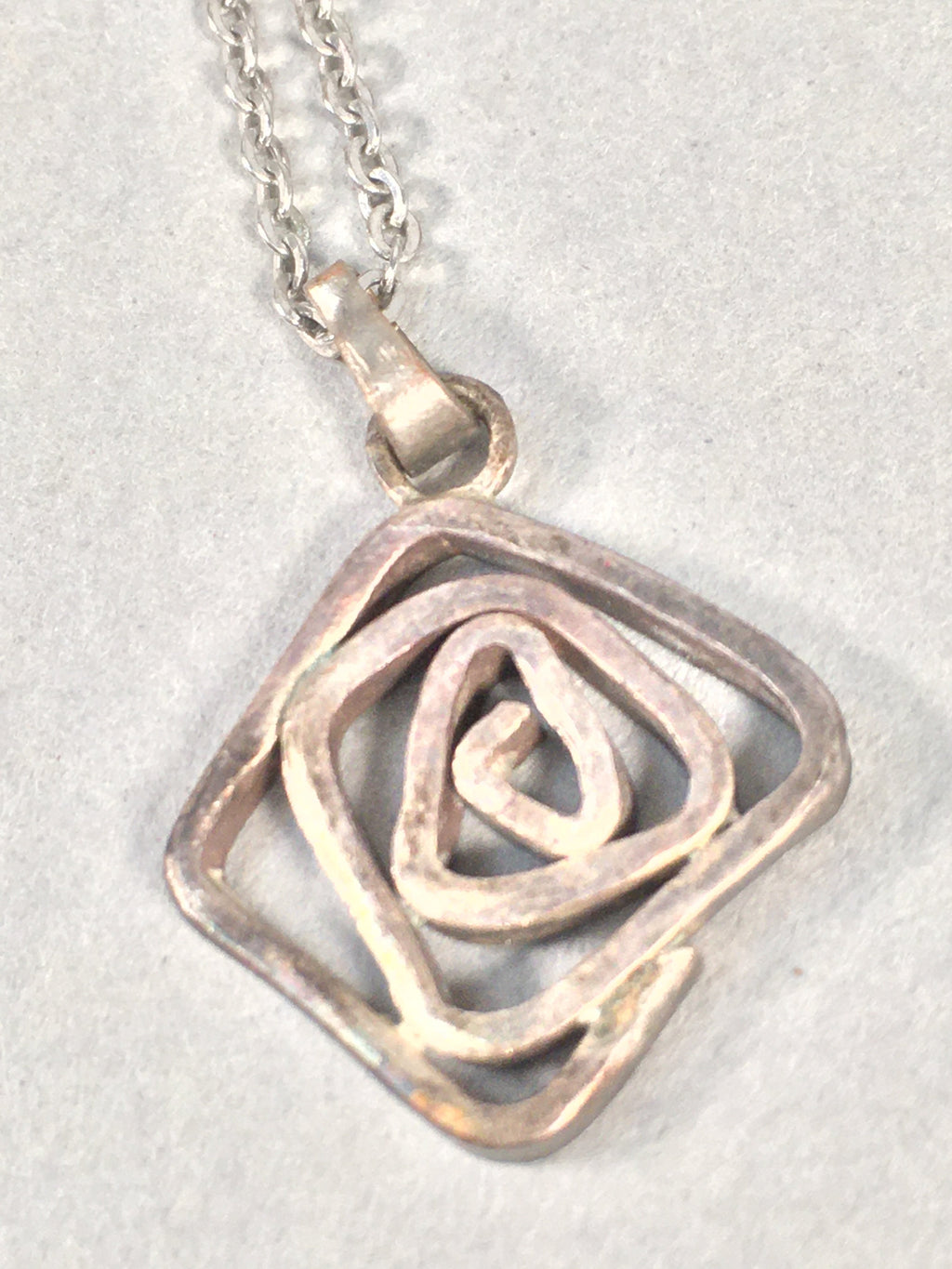 Japanese Necklace Rose Pendant Vtg Metal Silver JK109