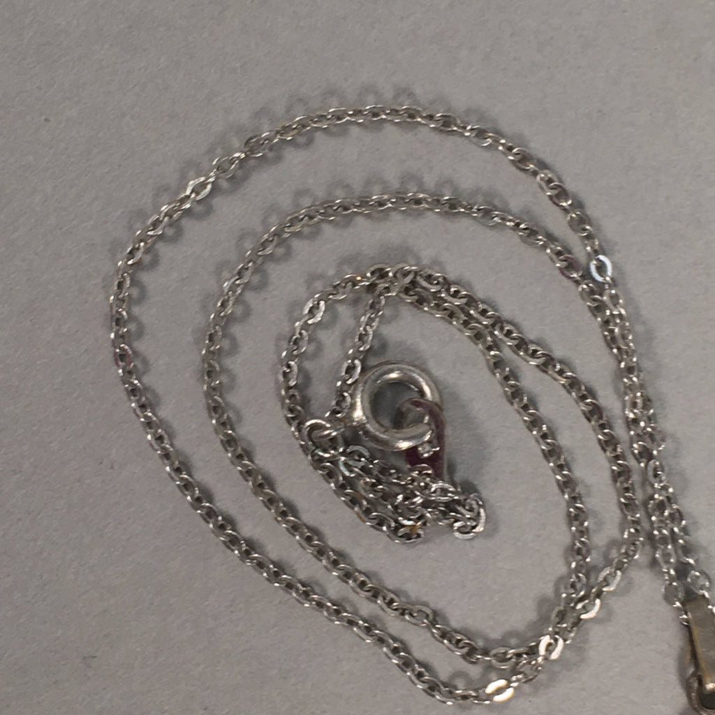 Japanese Necklace Rose Pendant Vtg Metal Silver JK109