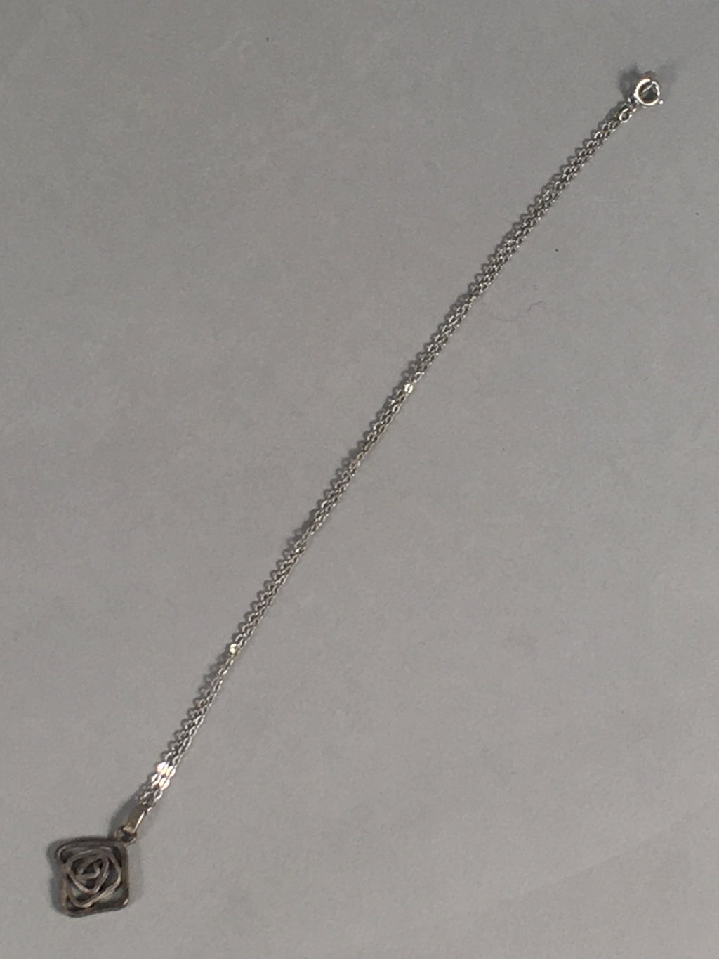 Japanese Necklace Rose Pendant Vtg Metal Silver JK109