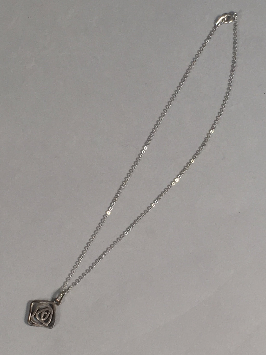 Japanese Necklace Rose Pendant Vtg Metal Silver JK109