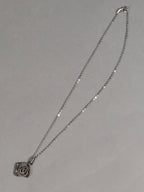 Japanese Necklace Rose Pendant Vtg Metal Silver JK109
