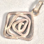 Japanese Necklace Rose Pendant Vtg Metal Silver JK109