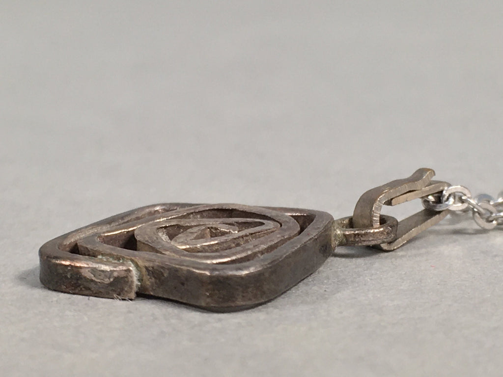Japanese Necklace Rose Pendant Vtg Metal Silver JK109