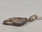 Japanese Necklace Rose Pendant Vtg Metal Silver JK109
