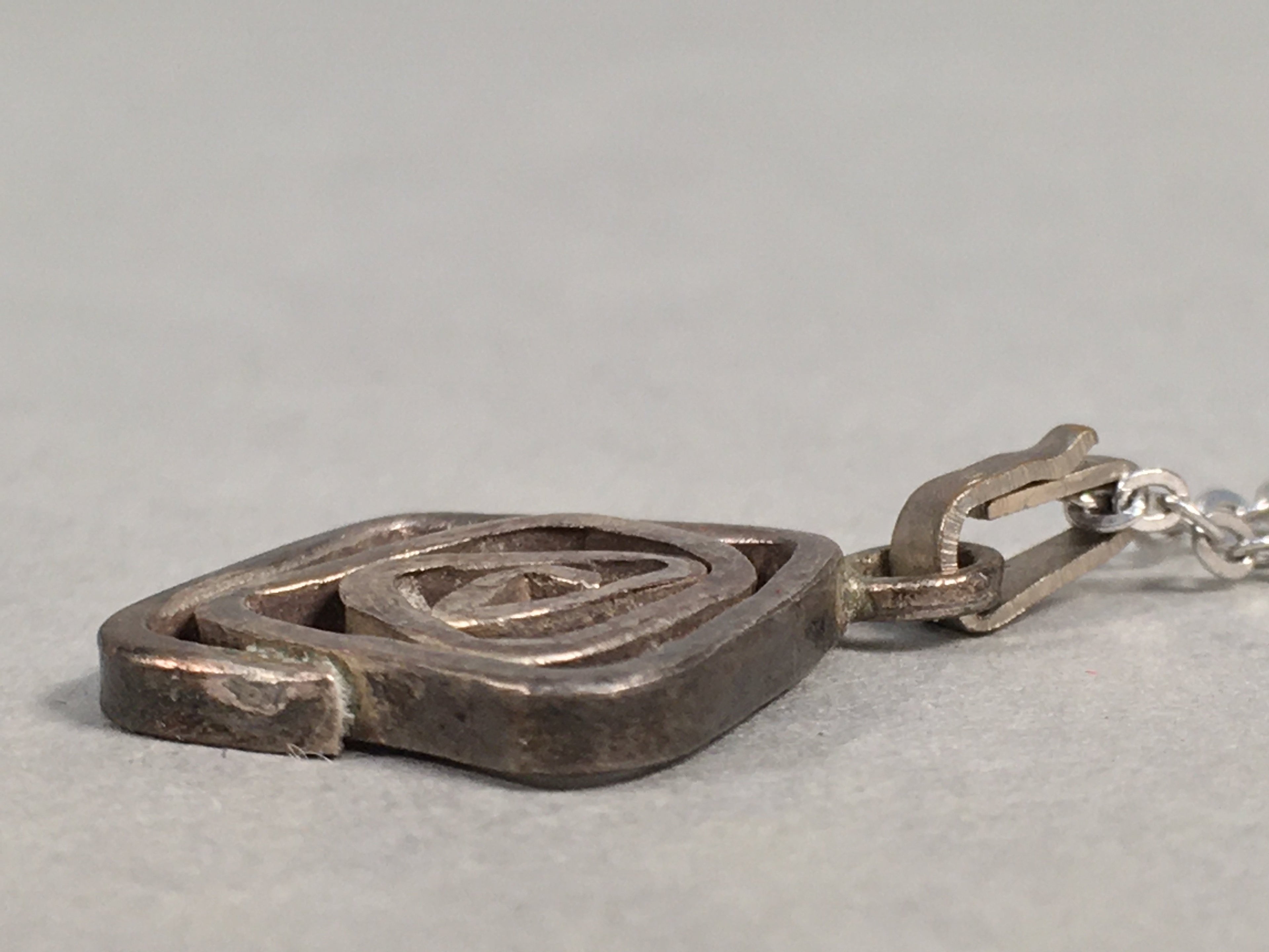 Japanese Necklace Rose Pendant Vtg Metal Silver JK109