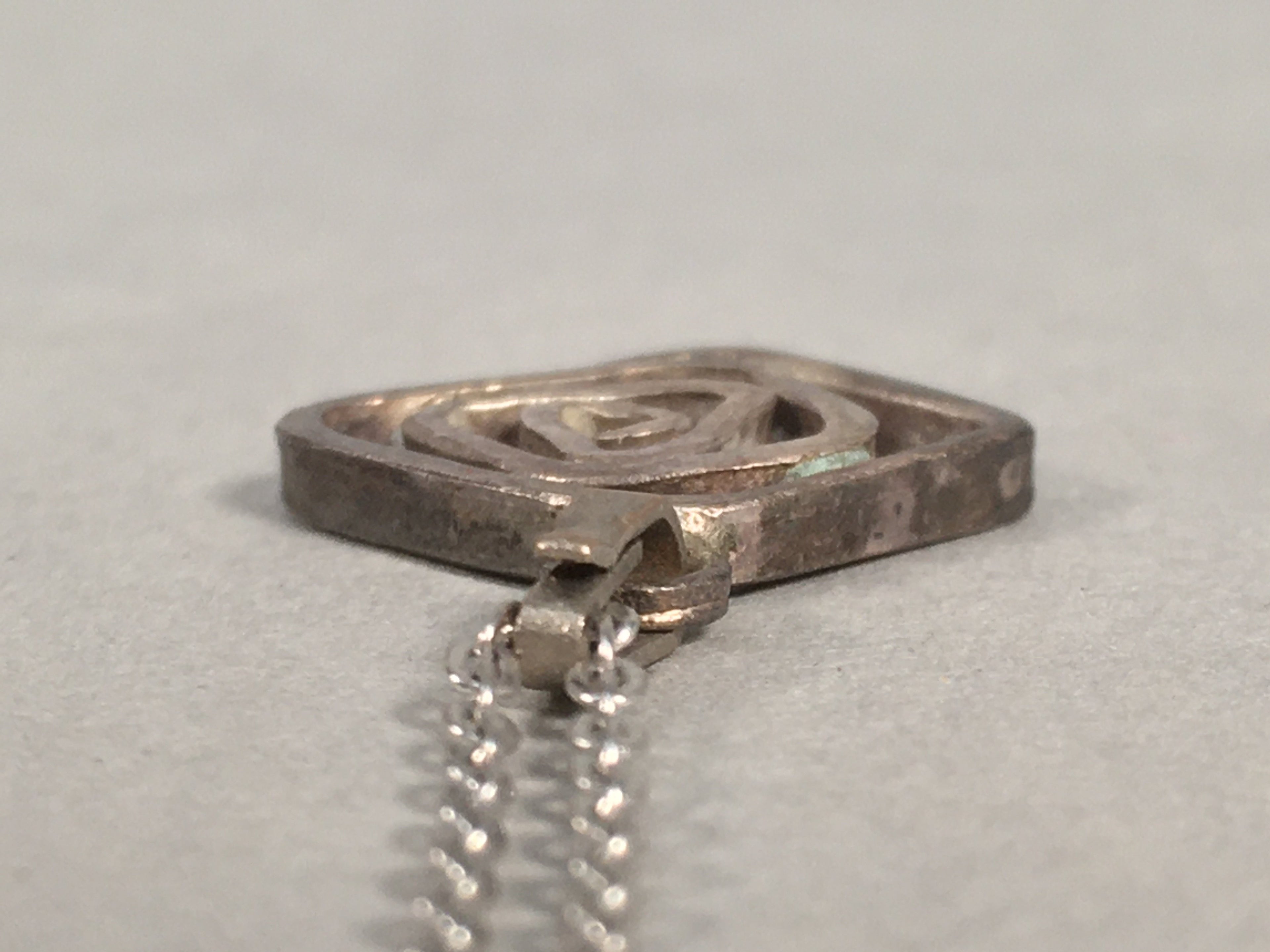 Japanese Necklace Rose Pendant Vtg Metal Silver JK109