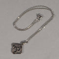 Japanese Necklace Rose Pendant Vtg Metal Silver JK109